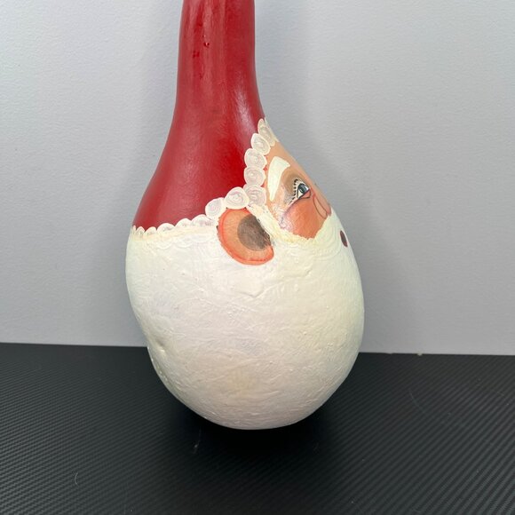 Hand Painted Santa Claus LARGE Gourd Christmas Folk Art 16” Tall Unique Rustic - Picture 6 of 13